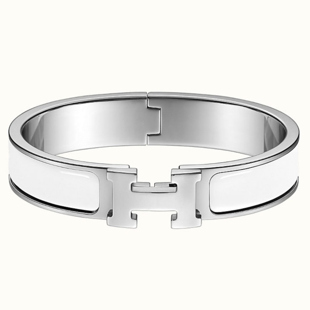Hermès White Enamel Clic H Bracelet